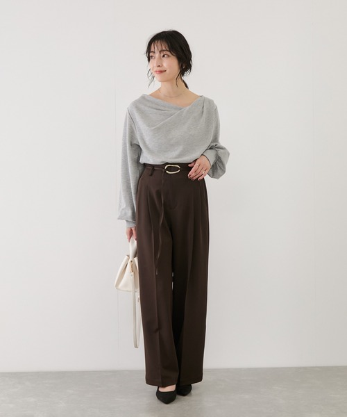 VIS(ビス)の「リングベルトタックワイドパンツ(その他パンツ・レディース・チャコールグレー/ベージュ系その他/ダークブラウン・M/L/S/SS)」の13枚目の写真
