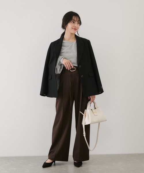 VIS(ビス)の「リングベルトタックワイドパンツ(その他パンツ・レディース・チャコールグレー/ベージュ系その他/ダークブラウン・M/L/S/SS)」の18枚目の写真