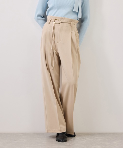 VIS(ビス)の「リングベルトタックワイドパンツ(その他パンツ・レディース・チャコールグレー/ベージュ系その他/ダークブラウン・M/L/S/SS)」の21枚目の写真