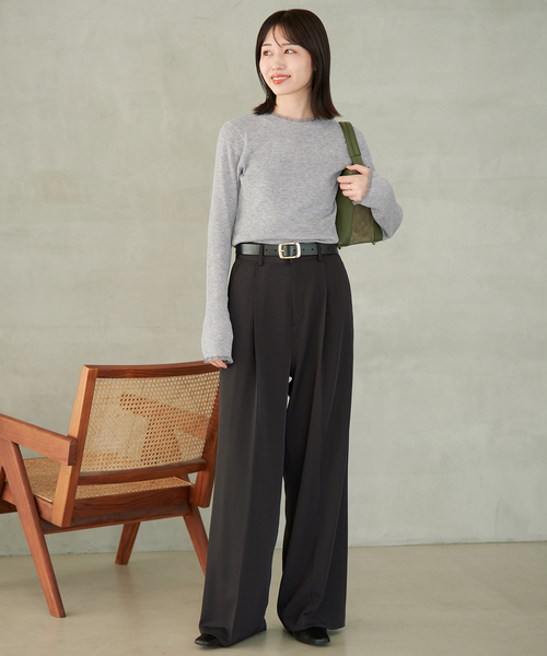 SLOBE IENA(スローブイエナ)の「《WEB限定/追加》シアーフリルリブニット(ニット/セーター・レディース・グレー/カーキ/ネイビー・FREE)」の13枚目の写真