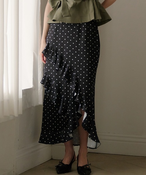fupel(フぺル)の「dot long skirt / ドットロングスカート(スカート・レディース・アイボリー/ブラック・FREE)」の2枚目の写真