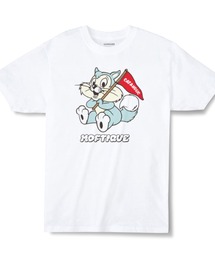Moftique（モフティック） エントリーモデル 半袖Tシャツ アニマル ポップキャットイラスト 猫 インクジェットプリント 褪せ感 4.0オンス 薄手 トップス カットソー 夏 カジュアル レディース ユニセックス