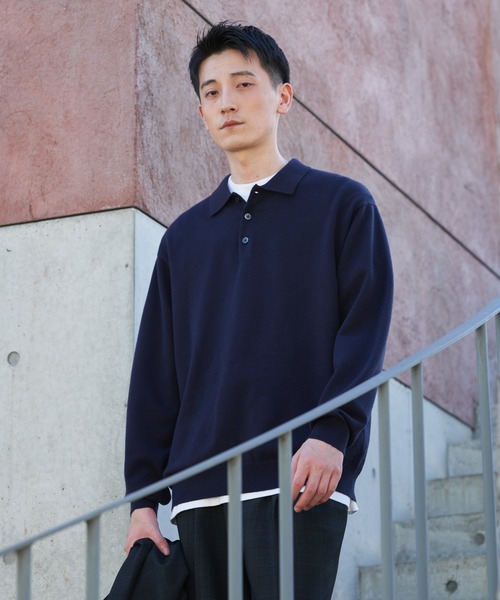 URBAN RESEARCH DOORS（アーバンリサーチドアーズ）の「『UR TECH』200日ニット ポロ（ニット/セーター・メンズ・グレー系その他/ベージュ/ネイビー・LARGE/X-LARGE/MEDIUM）」の3枚目の写真