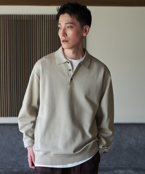 URBAN RESEARCH DOORS（アーバンリサーチドアーズ）の「『UR TECH』200日ニット ポロ（ニット/セーター・メンズ・グレー系その他/ベージュ/ネイビー・LARGE/X-LARGE/MEDIUM）」の15枚目の写真