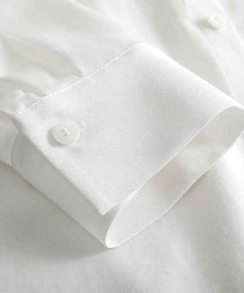 ONEP STAR(ワンピスター)の「ベーシック長袖シャツブラウス(シャツ/ブラウス・レディース・ホワイト・MEDIUM/X-LARGE/LARGE)」の4枚目の写真