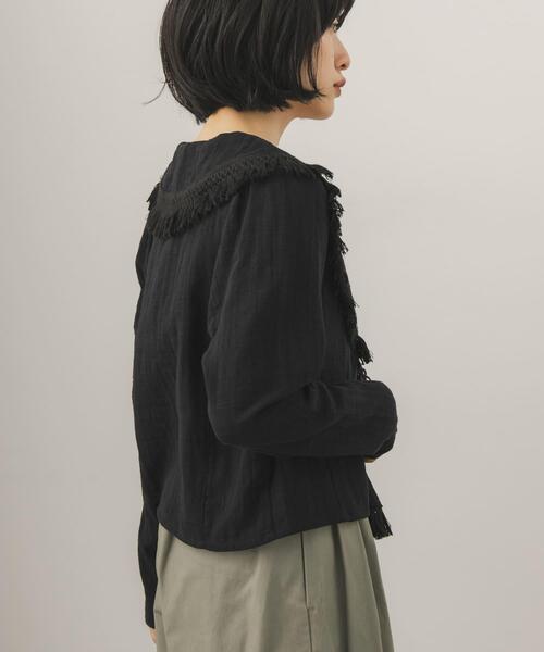KBF(ケイビーエフ)の「フリンジカラーガーゼブラウス(シャツ/ブラウス・レディース・ブラック/アイボリー・ONE)」の18枚目の写真