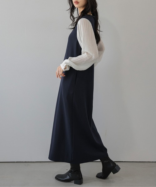 La-gemme（ラジェム）の「プリーツスリーブ Iラインワンピース/上品/ロング丈（ワンピース・レディース・ブラウン/ネイビー/ブラック・フリー）」の12枚目の写真