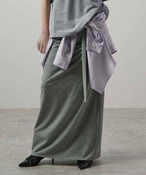 CONVERSE TOKYO(コンバーストウキョウ)の「【HL】JERSEY GATHERED RIBBON SKIRT(スカート・レディース・グレー/ブラック・FREE)」の1枚目の写真