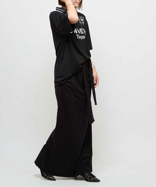 CONVERSE TOKYO(コンバーストウキョウ)の「【HL】JERSEY GATHERED RIBBON SKIRT(スカート・レディース・グレー/ブラック・FREE)」の13枚目の写真