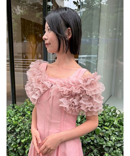LAGUNAMOON(ラグナムーン)の「【20周年記念】LADYフリルショール(その他雑貨・レディース・その他2/ピンク/チャコールグレー/モカ・FREE)」の3枚目の写真