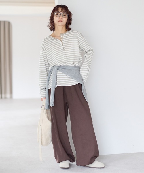 gossara(ゴサラ)の「【gossara ゆるっと穿ける】裾ドロストニットパンツ(その他パンツ・レディース・ブラック/グレー/ブラウン・FREE)」の4枚目の写真