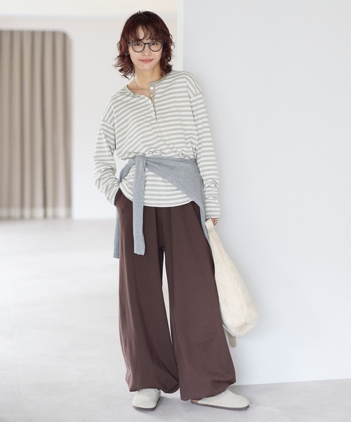 gossara(ゴサラ)の「【gossara ゆるっと穿ける】裾ドロストニットパンツ(その他パンツ・レディース・ブラック/グレー/ブラウン・FREE)」の6枚目の写真