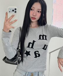 ドットパッチロゴ 長袖Tシャツ [グレー]