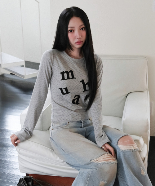 muahmuah（ムーアムーア）の「ドットパッチロゴ 長袖Tシャツ [グレー]（Tシャツ/カットソー・レディース・その他・FREE）」の6枚目の写真