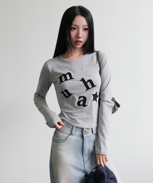 muahmuah（ムーアムーア）の「ドットパッチロゴ 長袖Tシャツ [グレー]（Tシャツ/カットソー・レディース・その他・FREE）」の9枚目の写真