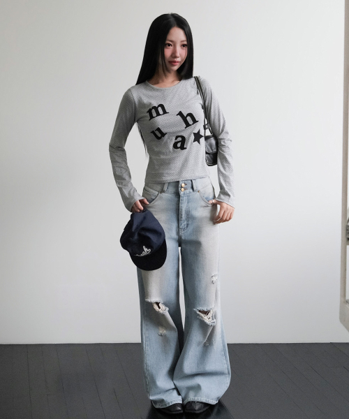 muahmuah（ムーアムーア）の「ドットパッチロゴ 長袖Tシャツ [グレー]（Tシャツ/カットソー・レディース・その他・FREE）」の10枚目の写真