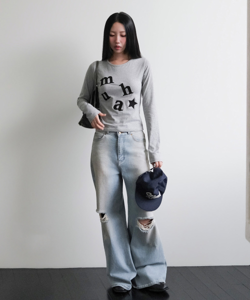 muahmuah（ムーアムーア）の「ドットパッチロゴ 長袖Tシャツ [グレー]（Tシャツ/カットソー・レディース・その他・FREE）」の13枚目の写真