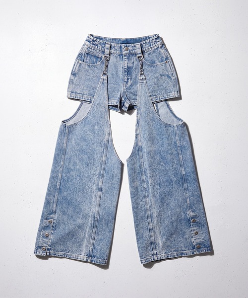 DURAS(デュラス)の「2WAYセパレートデニムパンツ(デニムパンツ・レディース・ブラック/インディゴブルー・M-L/S-M)」の6枚目の写真
