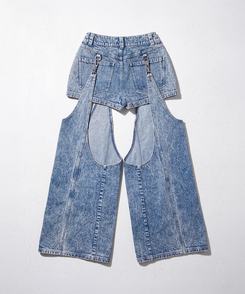 DURAS(デュラス)の「2WAYセパレートデニムパンツ(デニムパンツ・レディース・ブラック/インディゴブルー・M-L/S-M)」の5枚目の写真