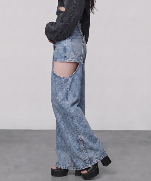 DURAS(デュラス)の「2WAYセパレートデニムパンツ(デニムパンツ・レディース・ブラック/インディゴブルー・M-L/S-M)」の13枚目の写真