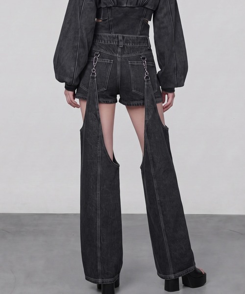 DURAS(デュラス)の「2WAYセパレートデニムパンツ(デニムパンツ・レディース・ブラック/インディゴブルー・M-L/S-M)」の9枚目の写真