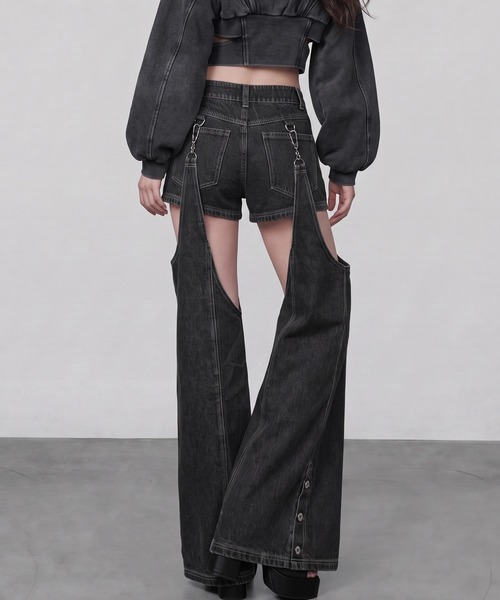 DURAS(デュラス)の「2WAYセパレートデニムパンツ(デニムパンツ・レディース・ブラック/インディゴブルー・M-L/S-M)」の10枚目の写真