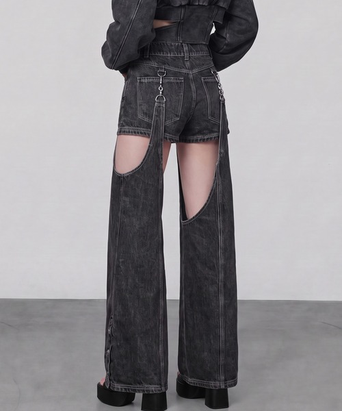 DURAS(デュラス)の「2WAYセパレートデニムパンツ(デニムパンツ・レディース・ブラック/インディゴブルー・M-L/S-M)」の11枚目の写真