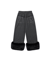 STRIPED FUR KITTEN WIDE SWEAT PANTS BLACK(CV2GFFPA01A)