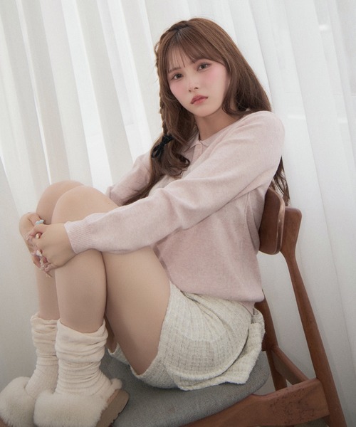 TITTY&CO.(ティティーアンドコー)の「クラシカルアーガイルニット(ニット/セーター・レディース・ネイビー/ベージュ/グレー/ピンク・FREE)」の9枚目の写真