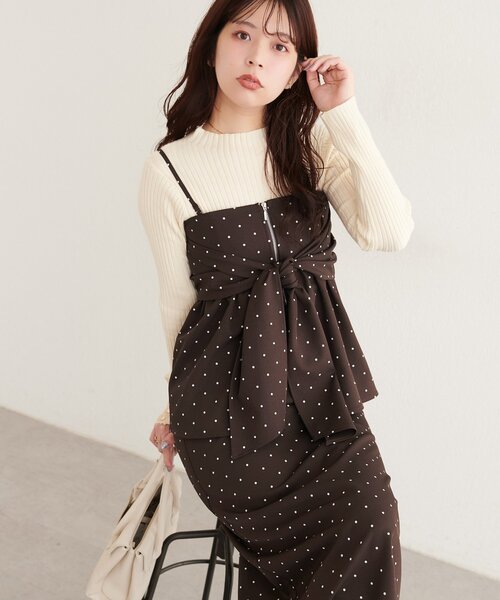 natural couture(ナチュラルクチュール)の「<osono>2WAYビスチェ付きスカート(スカート・レディース・その他1/ブラウン/チャコールグレー・MEDIUM/LARGE)」の3枚目の写真