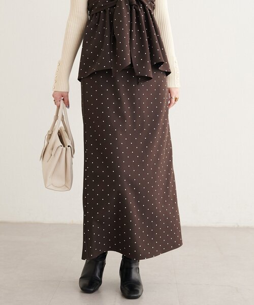natural couture(ナチュラルクチュール)の「<osono>2WAYビスチェ付きスカート(スカート・レディース・その他1/ブラウン/チャコールグレー・MEDIUM/LARGE)」の7枚目の写真
