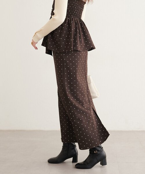 natural couture(ナチュラルクチュール)の「<osono>2WAYビスチェ付きスカート(スカート・レディース・その他1/ブラウン/チャコールグレー・MEDIUM/LARGE)」の8枚目の写真