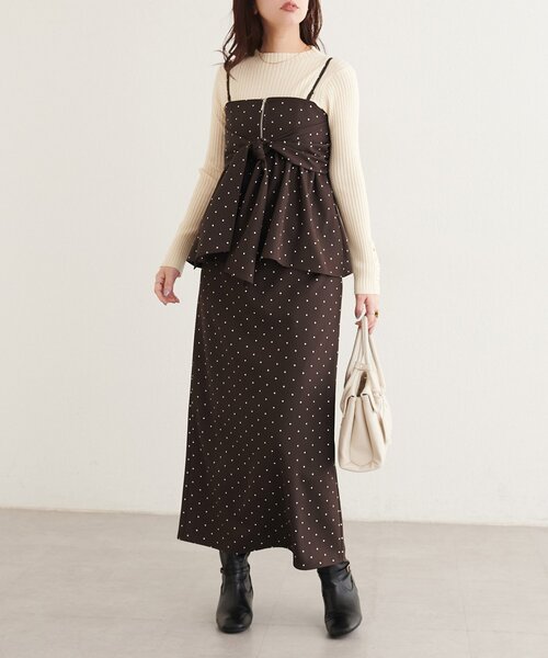 natural couture(ナチュラルクチュール)の「<osono>2WAYビスチェ付きスカート(スカート・レディース・その他1/ブラウン/チャコールグレー・MEDIUM/LARGE)」の9枚目の写真