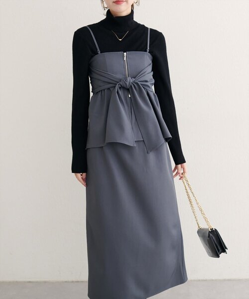 natural couture(ナチュラルクチュール)の「<osono>2WAYビスチェ付きスカート(スカート・レディース・その他1/ブラウン/チャコールグレー・MEDIUM/LARGE)」の14枚目の写真