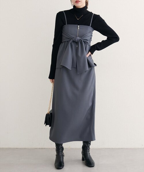 natural couture(ナチュラルクチュール)の「<osono>2WAYビスチェ付きスカート(スカート・レディース・その他1/ブラウン/チャコールグレー・MEDIUM/LARGE)」の15枚目の写真