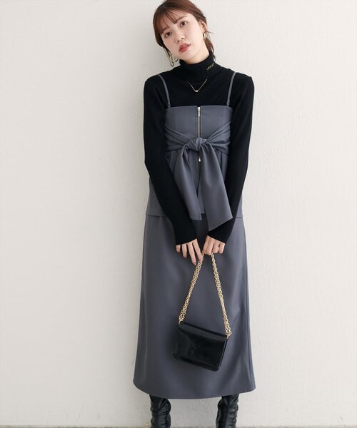natural couture(ナチュラルクチュール)の「<osono>2WAYビスチェ付きスカート(スカート・レディース・その他1/ブラウン/チャコールグレー・MEDIUM/LARGE)」の18枚目の写真