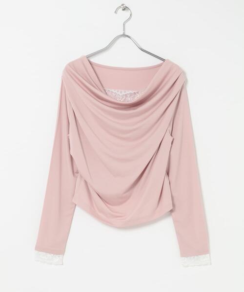 SENSE OF PLACE by URBAN RESEARCH（センスオブプレイスバイアーバンリサーチ）の「レースレイヤードドレープトップ（Tシャツ/カットソー・レディース・ピンク/オフホワイト/チャコールグレー・ONE）」の11枚目の写真