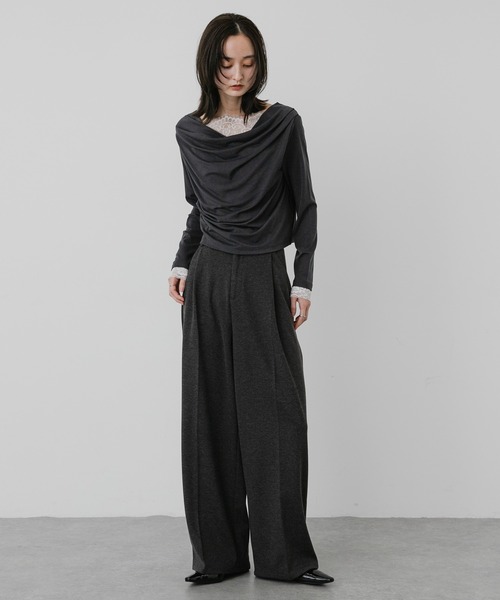SENSE OF PLACE by URBAN RESEARCH（センスオブプレイスバイアーバンリサーチ）の「レースレイヤードドレープトップ（Tシャツ/カットソー・レディース・ピンク/オフホワイト/チャコールグレー・ONE）」の18枚目の写真