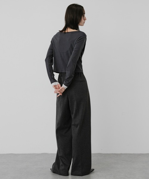 SENSE OF PLACE by URBAN RESEARCH（センスオブプレイスバイアーバンリサーチ）の「レースレイヤードドレープトップ（Tシャツ/カットソー・レディース・ピンク/オフホワイト/チャコールグレー・ONE）」の19枚目の写真