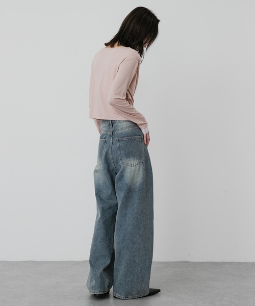 SENSE OF PLACE by URBAN RESEARCH（センスオブプレイスバイアーバンリサーチ）の「レースレイヤードドレープトップ（Tシャツ/カットソー・レディース・ピンク/オフホワイト/チャコールグレー・ONE）」の22枚目の写真