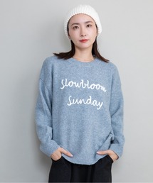 ”slowbloom"ロゴ刺繍ニット