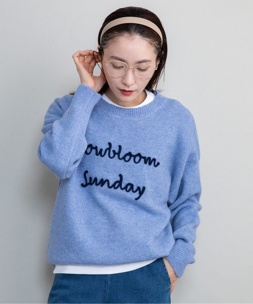 lodie（ロディ）の「”slowbloom"ロゴ刺繍ニット（ニット/セーター・レディース・アイボリー/ブルー/イエロー/グレー・FREE）」の3枚目の写真