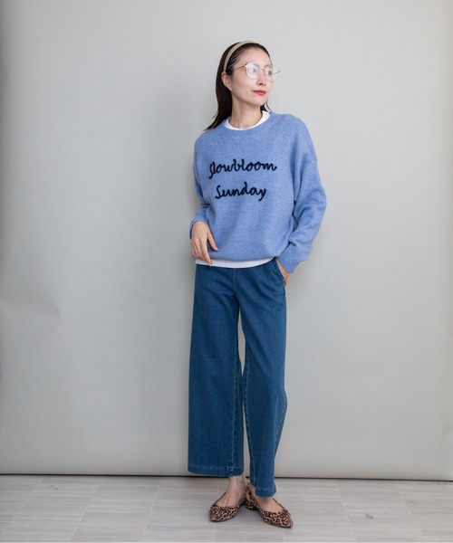 lodie（ロディ）の「”slowbloom"ロゴ刺繍ニット（ニット/セーター・レディース・アイボリー/ブルー/イエロー/グレー・FREE）」の5枚目の写真