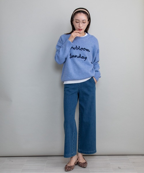 lodie（ロディ）の「”slowbloom"ロゴ刺繍ニット（ニット/セーター・レディース・アイボリー/ブルー/イエロー/グレー・FREE）」の6枚目の写真