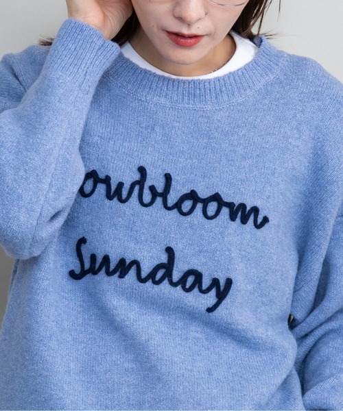 lodie（ロディ）の「”slowbloom"ロゴ刺繍ニット（ニット/セーター・レディース・アイボリー/ブルー/イエロー/グレー・FREE）」の7枚目の写真
