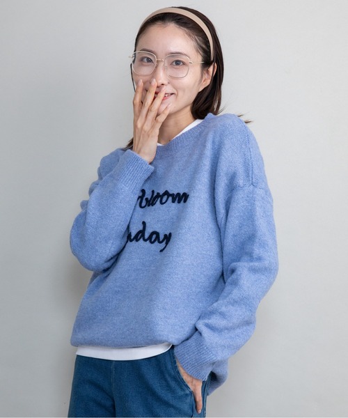 lodie（ロディ）の「”slowbloom"ロゴ刺繍ニット（ニット/セーター・レディース・アイボリー/ブルー/イエロー/グレー・FREE）」の8枚目の写真
