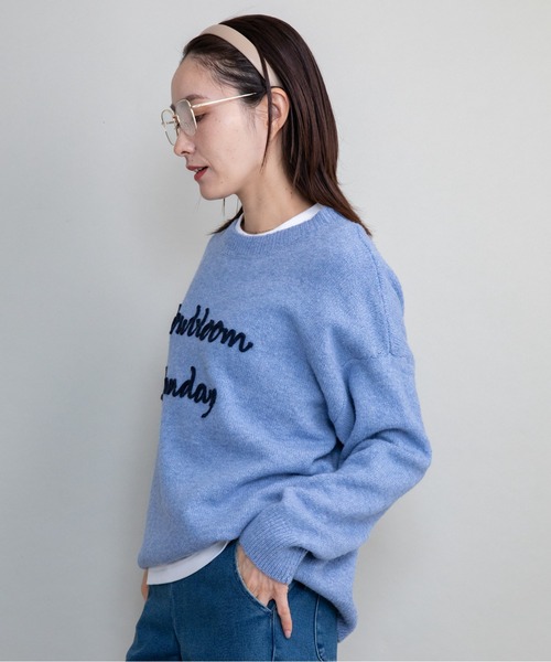lodie（ロディ）の「”slowbloom"ロゴ刺繍ニット（ニット/セーター・レディース・アイボリー/ブルー/イエロー/グレー・FREE）」の9枚目の写真