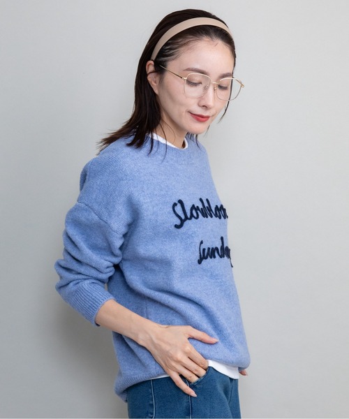 lodie（ロディ）の「”slowbloom"ロゴ刺繍ニット（ニット/セーター・レディース・アイボリー/ブルー/イエロー/グレー・FREE）」の11枚目の写真