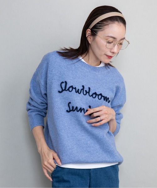 lodie（ロディ）の「”slowbloom"ロゴ刺繍ニット（ニット/セーター・レディース・アイボリー/ブルー/イエロー/グレー・FREE）」の12枚目の写真