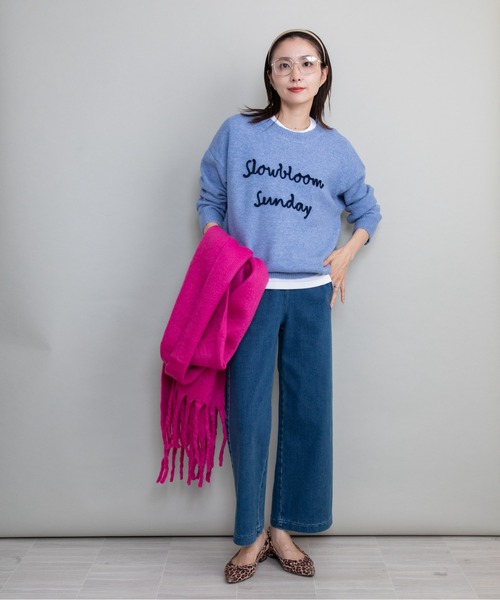 lodie（ロディ）の「”slowbloom"ロゴ刺繍ニット（ニット/セーター・レディース・アイボリー/ブルー/イエロー/グレー・FREE）」の13枚目の写真